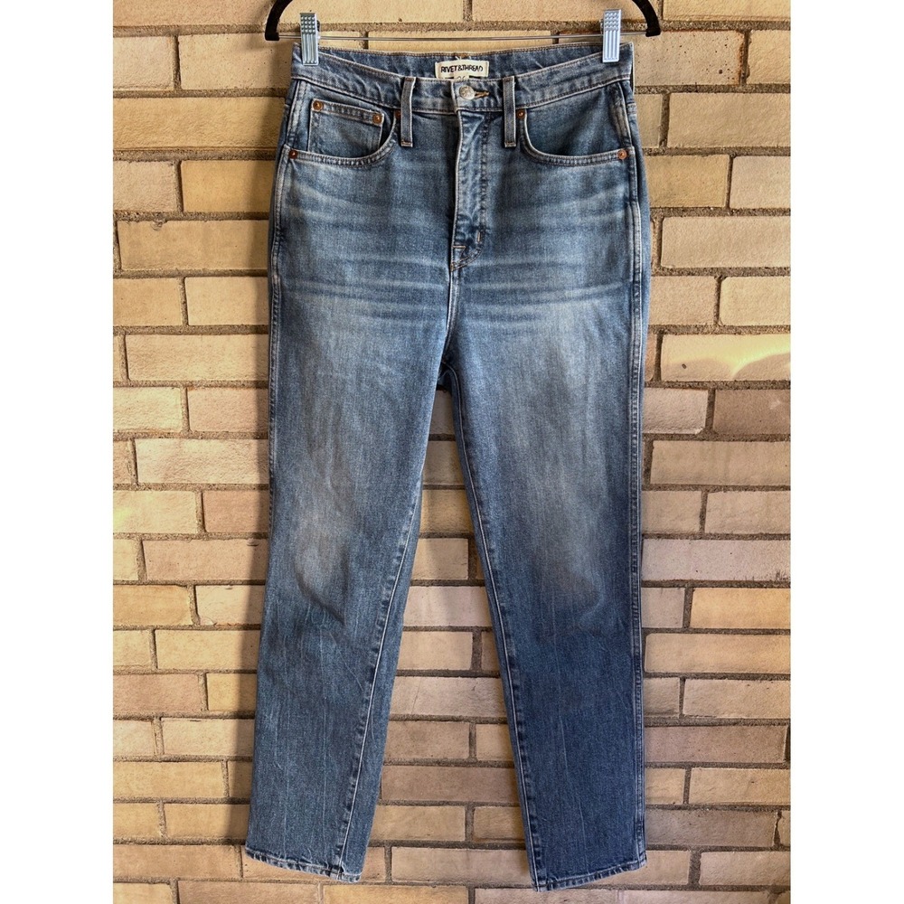 Madewell Rivet & Thread High Rise Straight Leg Jeans Medium Wash Size 26 / 2